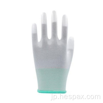 Hespax Nylon 13ゲージPUの指先の卸売手袋